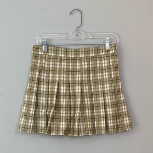 Green Plaid Pleated Mini Skirt Size S NWT